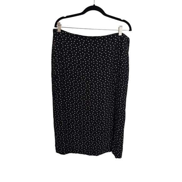 Abercrombie & Fitch Skirt Womens XL Polka Dot Midi Slip Black White Side Slit - Picture 1 of 5
